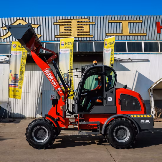 China Supplier Hzm Compact/Articulated/Multifunctional with CE/Euro 5 Engine Bucket/Fork/Attachments/Cab/Rops/Roll Bar 816 Mini Loader for Sales/Garden